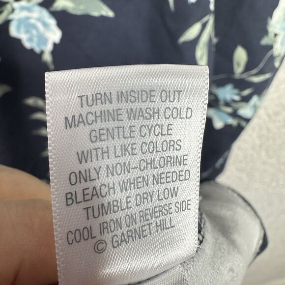 Garnet Hill XL Sweatshirt Dress Navy Floral Cotton Tencel Blend Cozy Casual - Picture 8 of 14